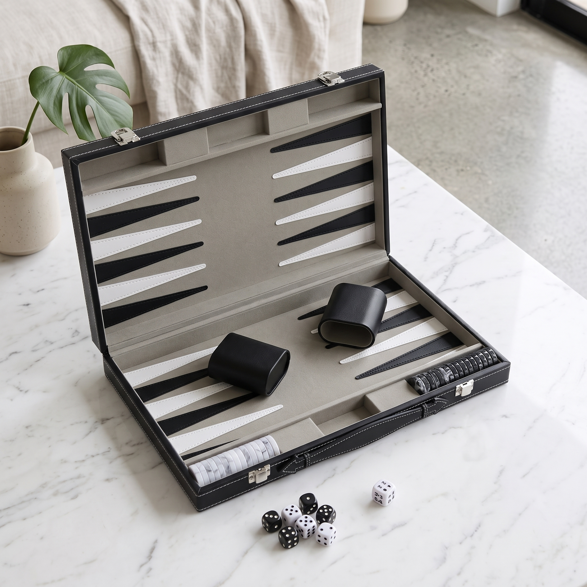 Backgammon Milano - Valigetta in Similpelle Nera