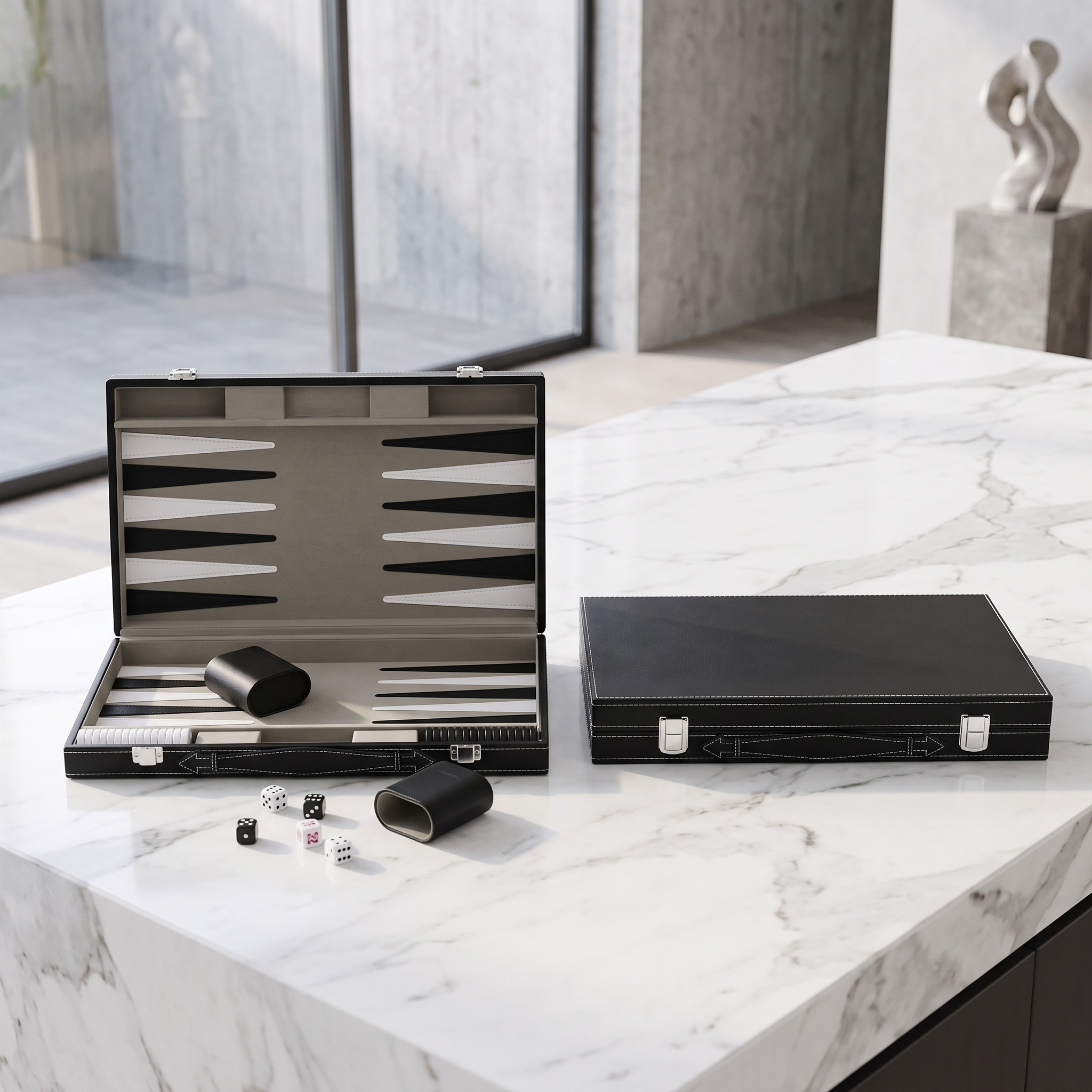 Backgammon Milano - Valigetta in Similpelle Nera
