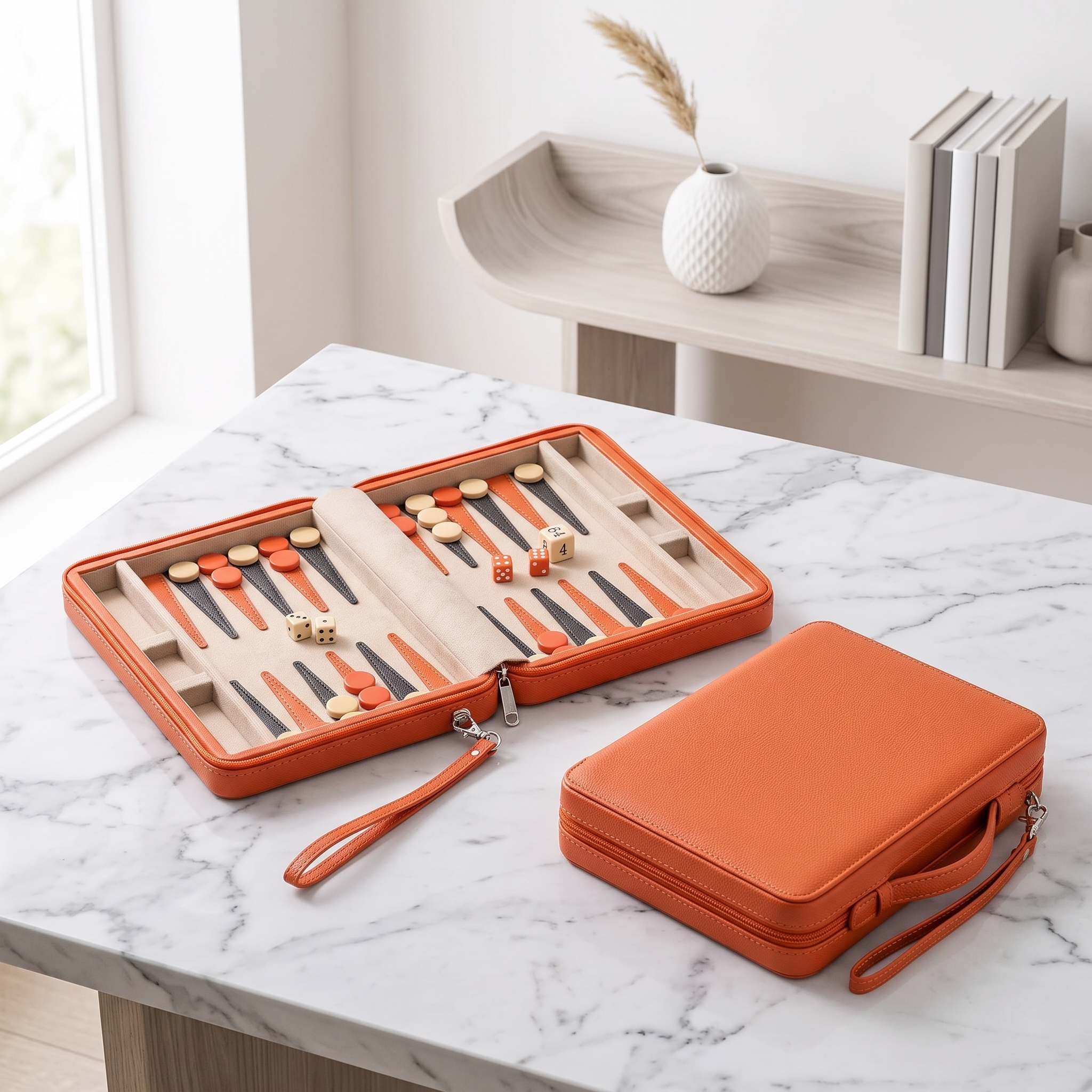 Backgammon Alanya - Set da Viaggio Magnetico in Similpelle