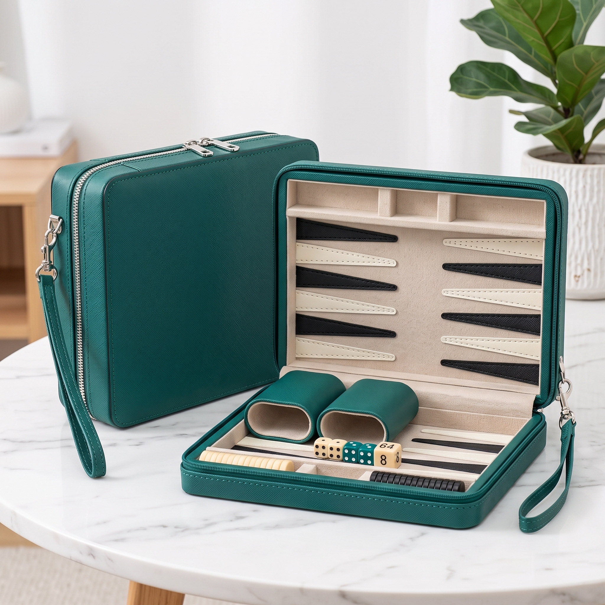 Backgammon Alanya - Set da Viaggio Magnetico in Similpelle