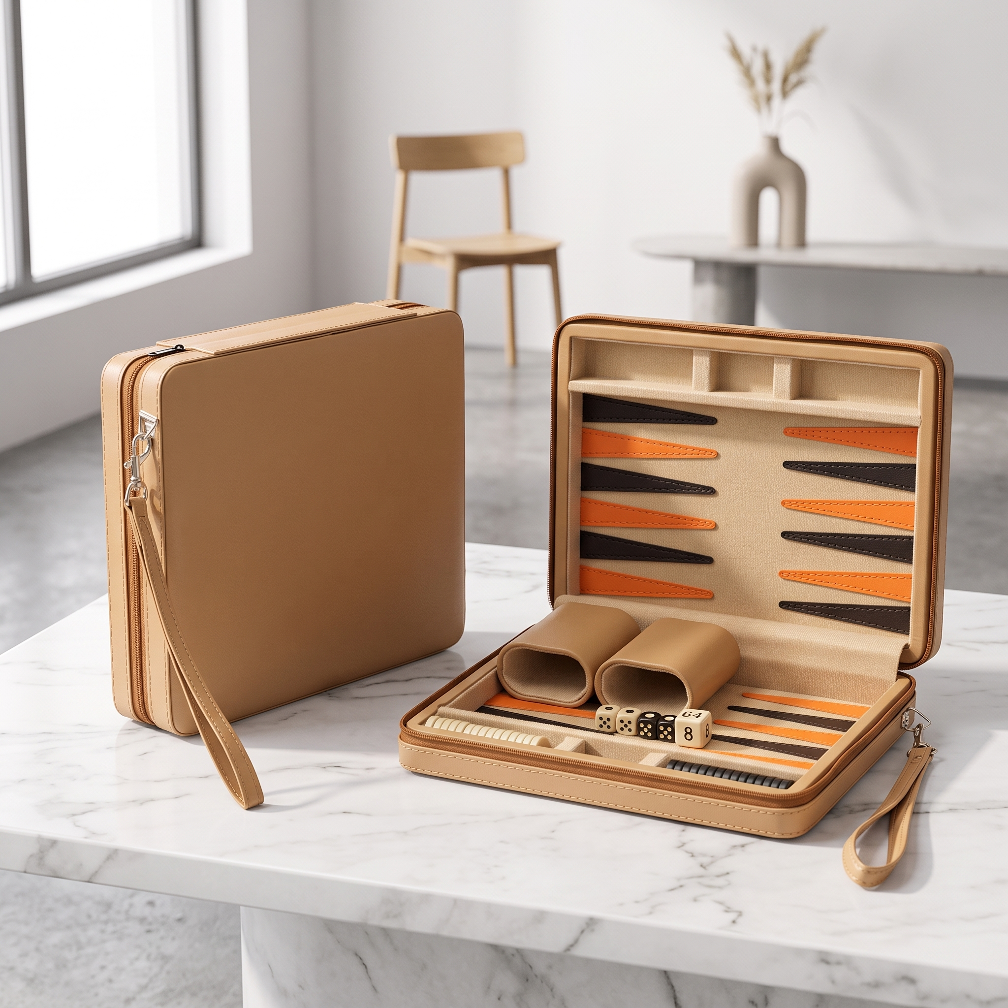 Backgammon Alanya - Set da Viaggio Magnetico in Similpelle
