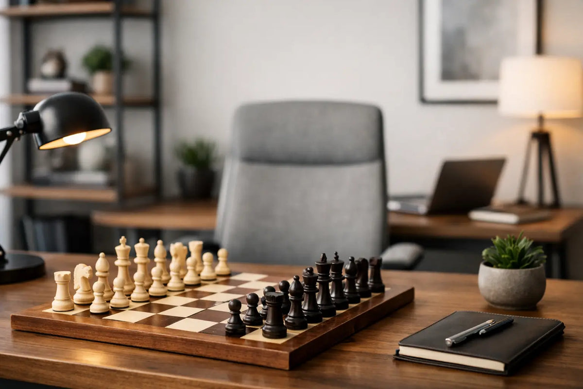 Studio arredato con scacchiera: idee e proporzioni