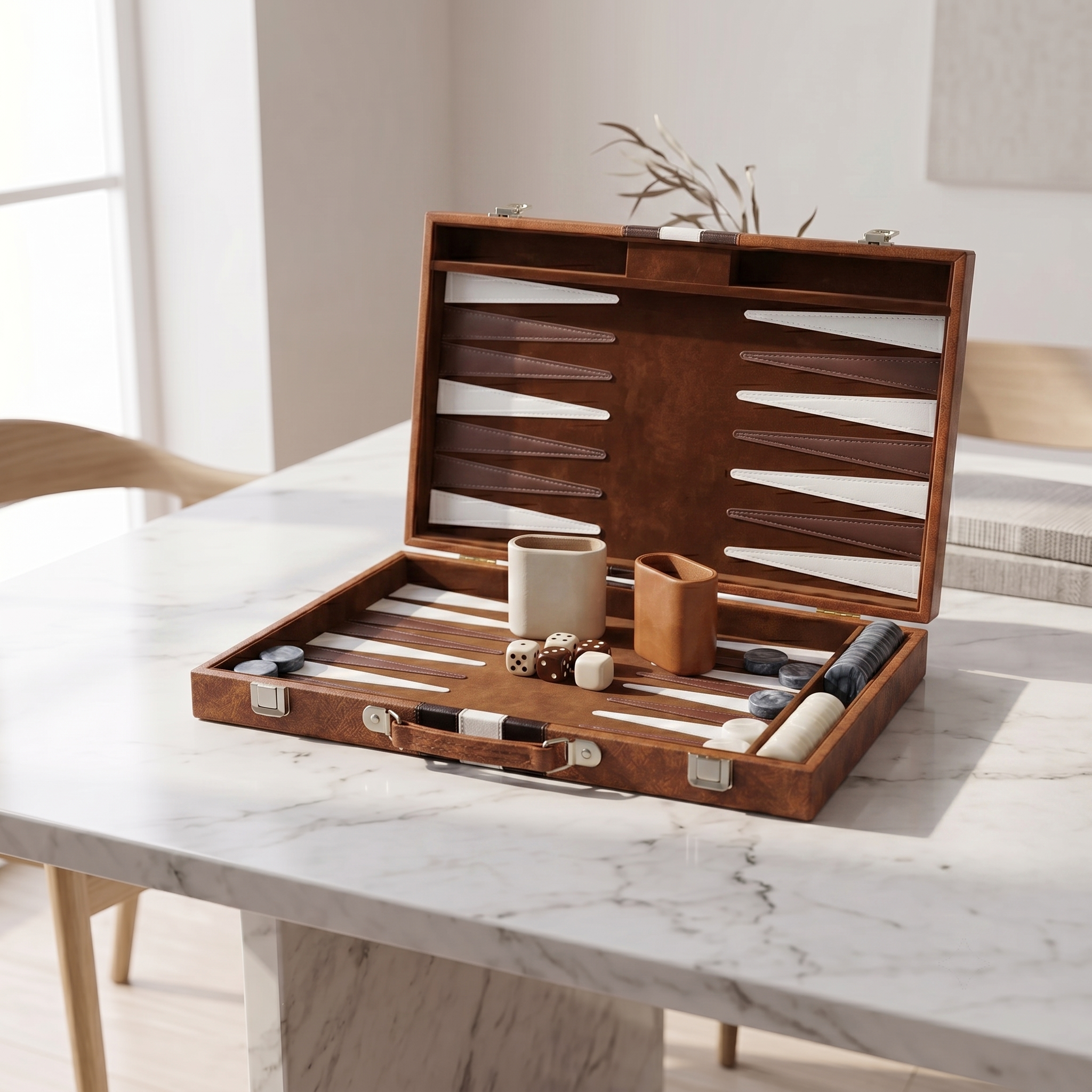 Backgammon Havana - Valigetta in Similpelle Marrone