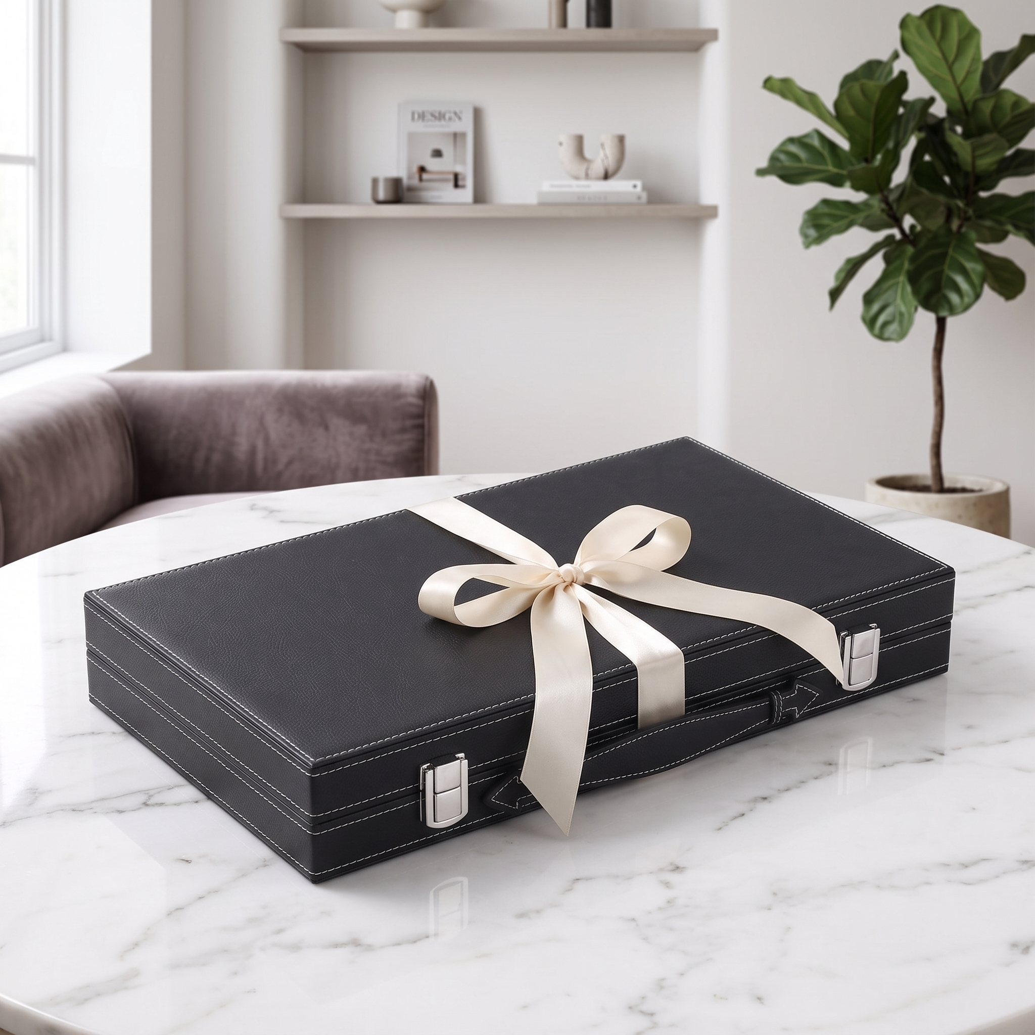 Backgammon Milano - Valigetta in Similpelle Nera