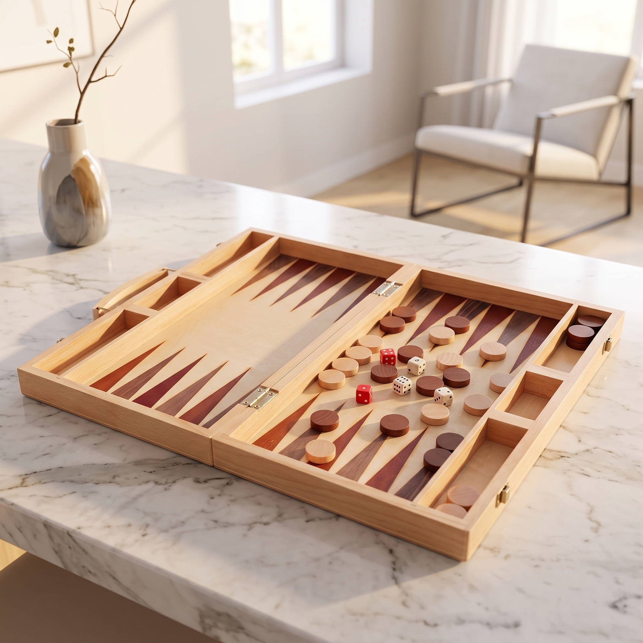 Backgammon Ankara - Cofanetto in Legno di Faggio Naturale